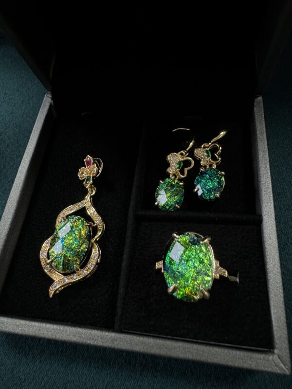 A set of pendants, earrings, and rings