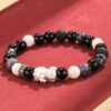 Copper Pixiu 999 Silver Black Agate White Bodhi Bracelet