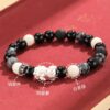 Copper Pixiu 999 Silver Black Agate White Bodhi Bracelet